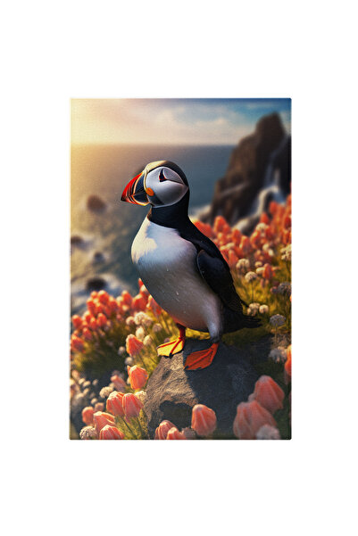 StoryGift Romania Tablou Canvas: Papagal De Mare, Pasare Din Familia Pinguinilor Cu Ciocul Si Ochii Colorati Pe