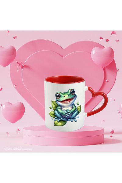 StoryGift Romania Mug with a happy frog | illustration | leaves | water | lake | puddle | happiness | , With ,STG