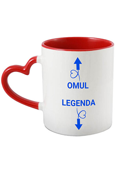 StoryGift Romania Cana Cu Sageti Cu Inimioare Directii Opuse Text Haios Omul Legenda Sexual Sarcas, Cu Maner Inim Stg