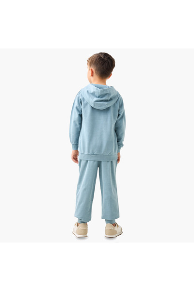 Juniors Typographic Print Hooded Long Sleeves Sweatshirt and Joggers Set