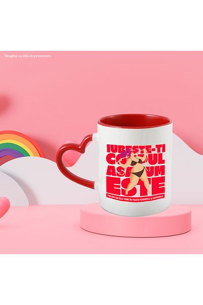 StoryGift Romania Love Your Body as It Is! Mug, 330ml, Ceramic with Red Heart Handle, With Handle, STG