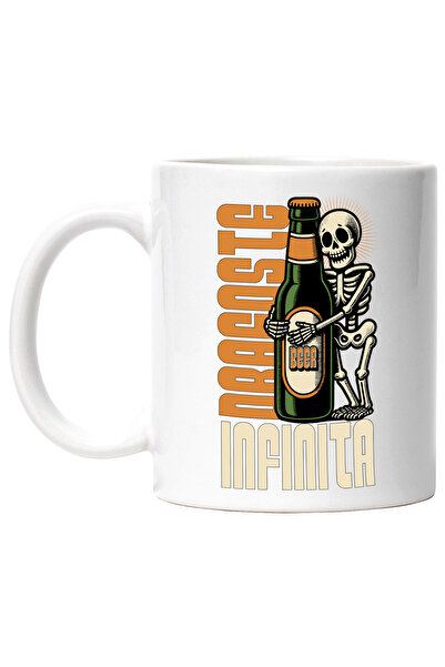 StoryGift Romania Cana Dragoste Infinita , Pentru Totdeauna Schelete Bere, 330ml, Ceramic Cu Maner, Cu Maner Alb Stg