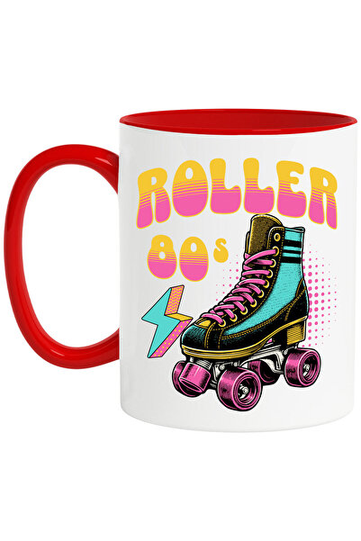 StoryGift Romania Cana Cu Role Colorate Patine Sport Copii Distractie Text Roller 80', Ceramica, 3, Cu Maner Rosu Stg