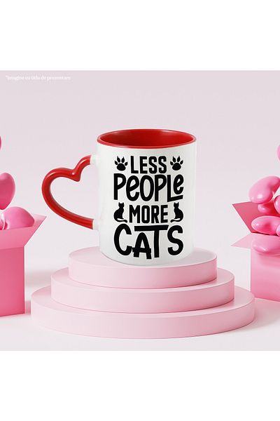 StoryGift Romania Mug with the text in English "Less people, more cats" - fewer people, more cats, with ,STG.
