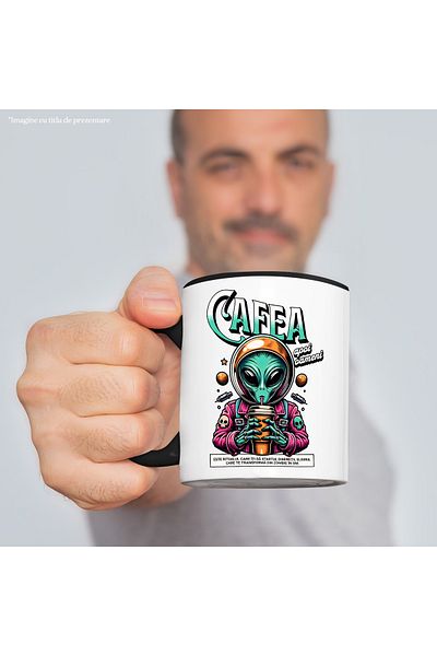 StoryGift Romania Alien mug with coffee cup text coffee then people, 330ml, Ceramic with , With ,STG