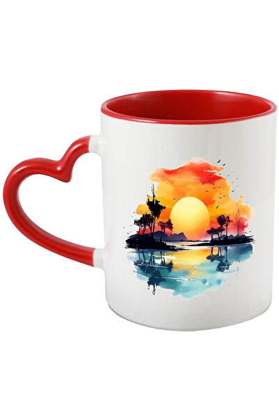 StoryGift Romania Cana Cu Insula: Apus, Soare, Pasari, Rau, Copaci, Tropical,...