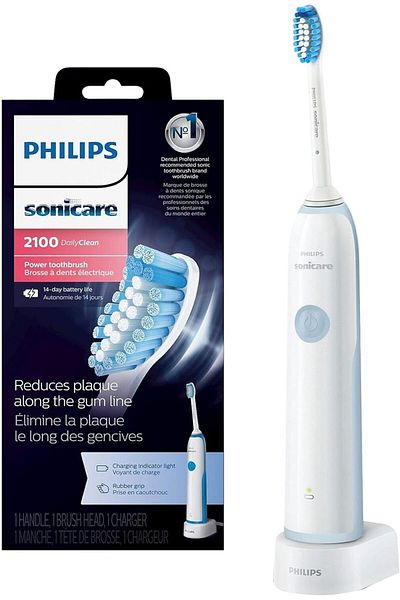 Philips Sonicare DailyClean 2100 Rechargeable Electric Toothbrush, Mid Blue, 1 Count