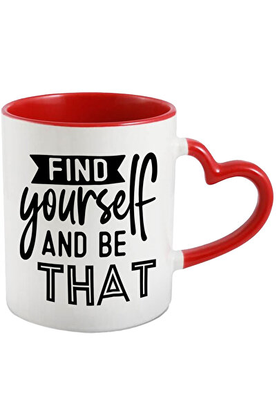 StoryGift Romania Cana Cu Textul "find Yourself And Be That" - Gaseste-te Pe Tine Insuti Cu Maner , Cu Maner Inim Stg
