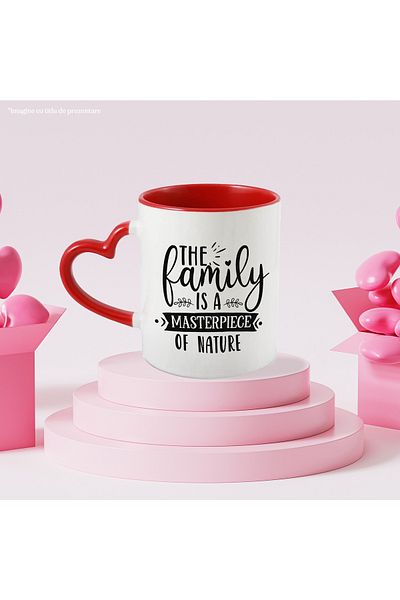 StoryGift Romania Mug with the message "Family is a masterpiece of nature" - understanding happiness with M, Cu, STG.