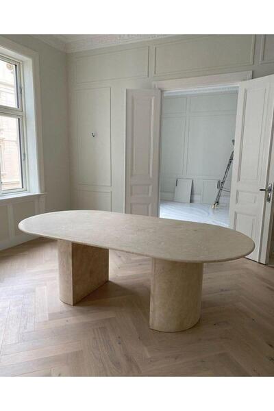 Sümeyra Marble Art MOON - Traverten Yemek Masası