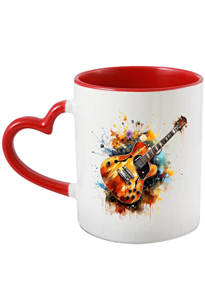 StoryGift Romania Cana Cu Chitara, Instrument Muzical, Flori, Vopsea, Multico...