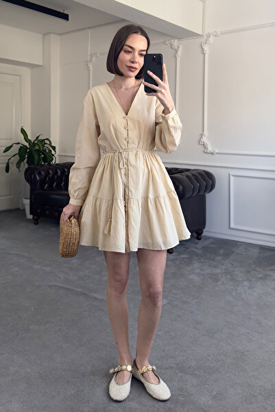 MAGARDE Rochie de designer cu voal Varanlı - BEJ