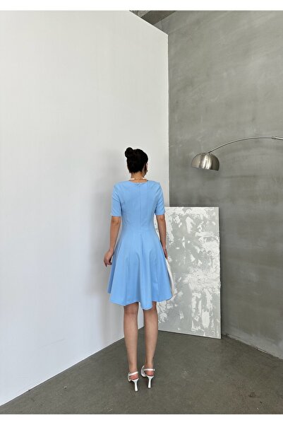 MEECY Rochie de damă cu guler oval