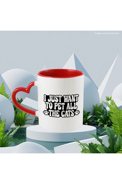 StoryGift Romania Mug for cat lovers who want to pet all cats with Heart Handle, With ,STG.