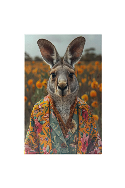 StoryGift Romania Tablou Canvas Cangurul In Camasa Albastra Si Sacou Galben I...