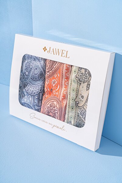 JAWEL Kadın Adessa Soft Şal Paketi (Bebe Mavi-Turuncu-Lime)