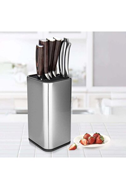 PUFO Suport metalic pentru cuțite de bucătărie, 23 x 10 cm, argintiu