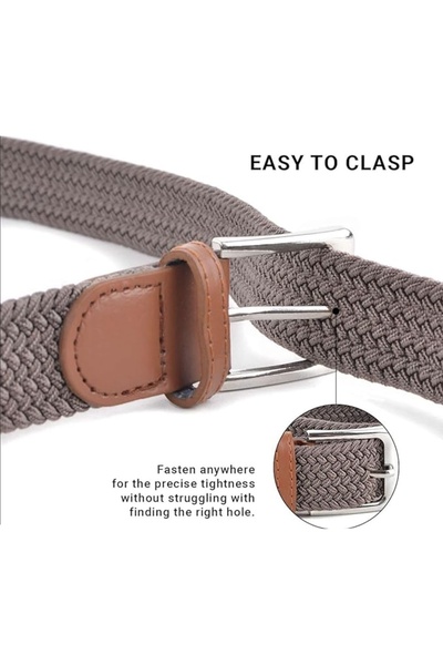 PUFO Casual elastic belt for men 110 -120 x 3.5 cm, adjustable, dark brown matte