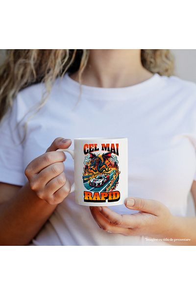 StoryGift Romania Cana cel mai rapid masina pe sosea dragon in aer viteza, 330ml, Ceramic cu Mane, Cu ,STG