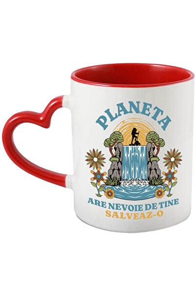 StoryGift Romania Cana Planeta Are Nevoie De Tine, Cercetas Aventura Cascada Camping , 330ml, Cera, Cu Maner Inim Stg