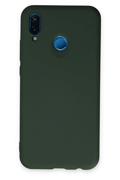 NewFace حافظة هواوي بي 20 لايت من السيليكون المخملي الداخلي - أخضر داكن ALMLA