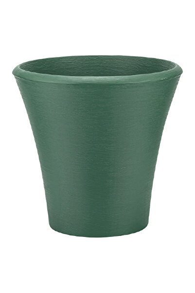 ToXA Begonvil 38 Cm Yeşil Yuvarlak 23 Litre Beton Görünümlü Plastik Saksı Drenaj Izgaralı Çiçek Saksısı