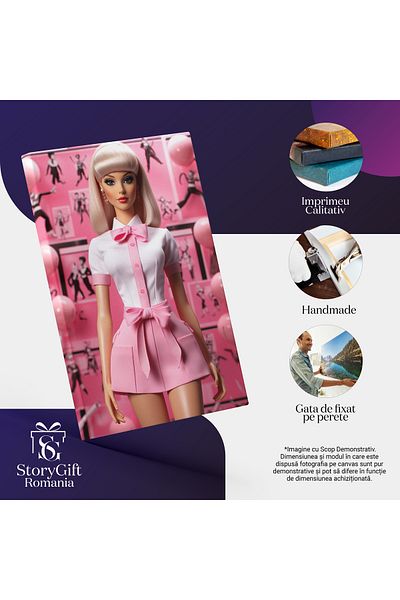 StoryGift Romania Tablou Canvas: Costumația Vie A Păpușii Fără Cusur Vestimentație Armonioasă În Fundal Asortat P