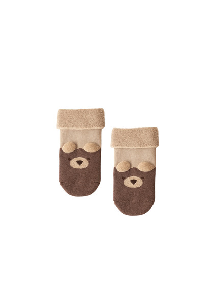 Katia&Bony Baby Teddy 3-Piece Towel Socket Socks Brown