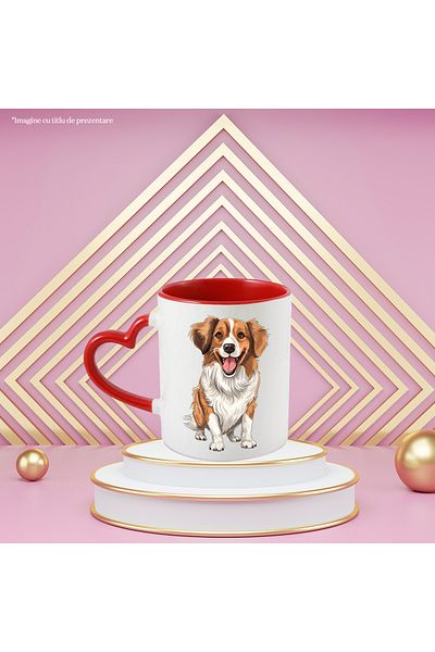 StoryGift Romania Mug with a cheerful dog | illustration | white | brown | for dog lovers | j, Cu ,STG