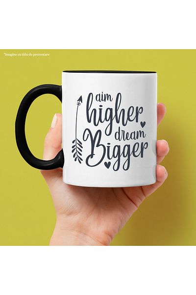 StoryGift Romania Mug with hearts and an arrow with a message that encourages you to aim higher and, With