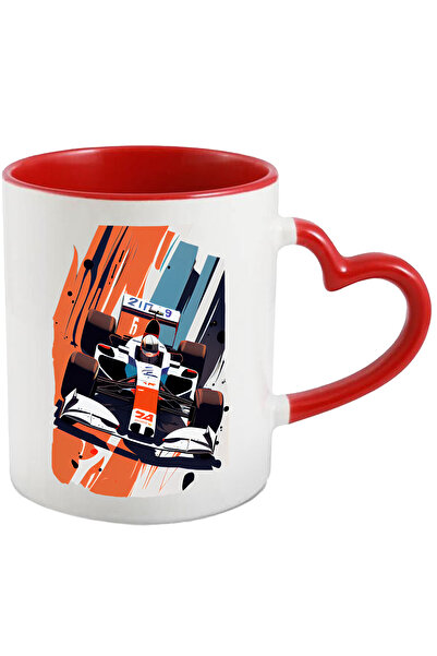 StoryGift Romania Cana Cu Masina, Formula 1, Curse, Pilot, Sport, Casca, Multicolor 330 Ml, Cerami, Cu Maner Inim Stg