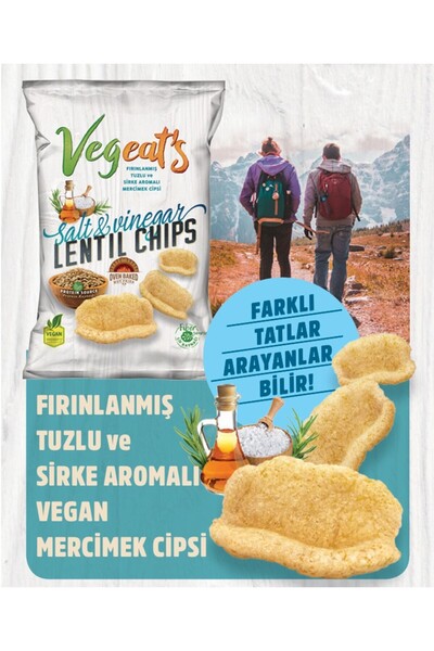 Healthy Life Vegeat’s Fırınlanmış Tuzlu ve sirke Aromalı Mercimek Cipsi (50GR)