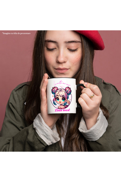 StoryGift Romania Happy Birthday Anime Girl Mug! My Day, 330ml, Ceramic with Handle, With ,STG
