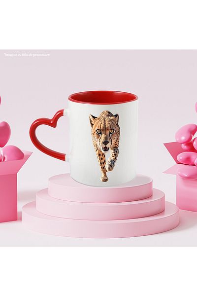 StoryGift Romania Leopard Mug, Animals, Fangs, Feline, Gaze,,Ceramic, 330ml, with Heart Handle, With,STG.
