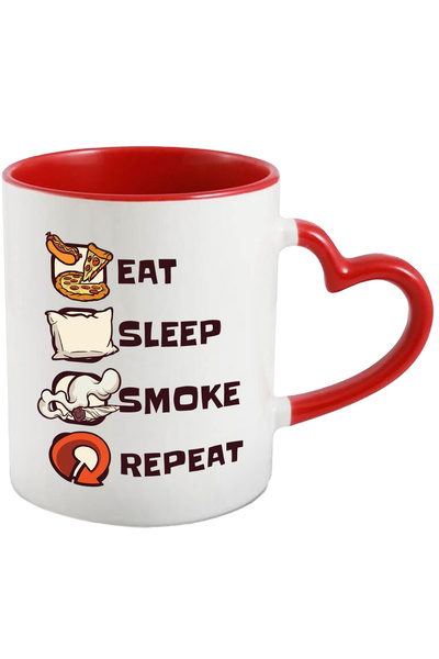 StoryGift Romania Cana Cu Mesaj In Engleza Eat Sleep Smoke Repeat, Fum, Pizza...