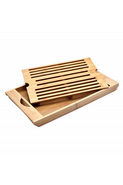 PUFO Bamboo Bread Slicer With Tray, 37 X 22 Cm