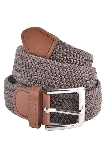 PUFO Casual elastic belt for men 110 -120 x 3.5 cm, adjustable, dark brown matte
