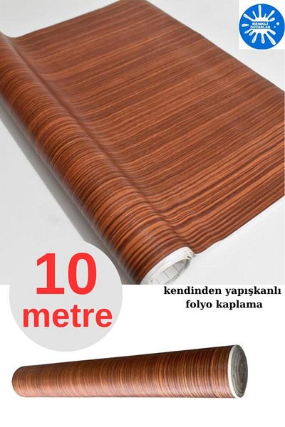 Renkli Duvarlar 45 см x 10 метра, 1 ролка фолио, самозалепващо, кестеняво дърво, кухненско стенно покритие, фолио хартия