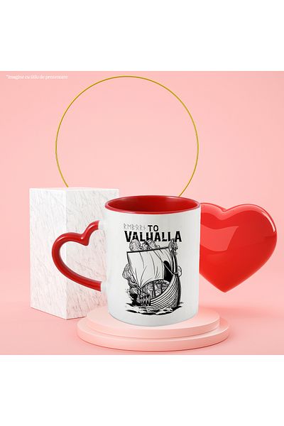 StoryGift Romania Mug With Message In English To Valhalla, Ship, Vikings, Fire, Multicolor 330 ml, , With ,STG