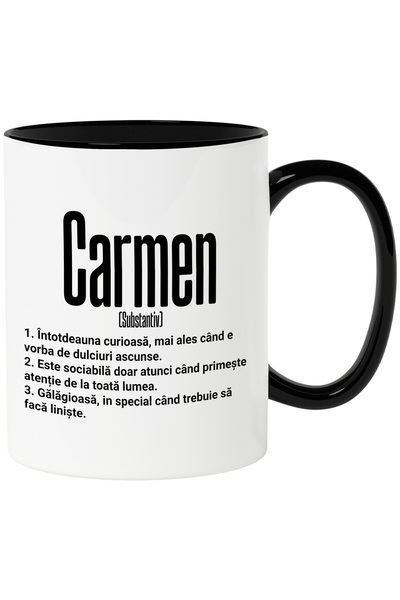 StoryGift Romania Cana Cu Numele Carmen, Si Mesaj Amuzant, Curioasa, Sociabil...