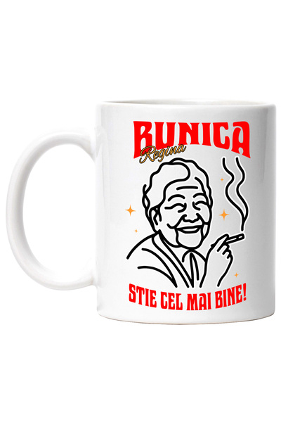 StoryGift Romania Cana Femeie Vesela Cu Tigara Text Haios Bunica Stie Cel Mai...