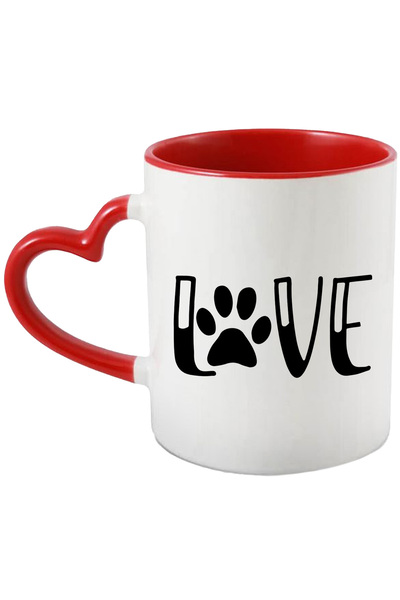 StoryGift Romania Cana Cu O Urma De Labuta Pentru Iubitorii De Animale De Companie Cu Maner Inima , Cu Maner Inim Stg