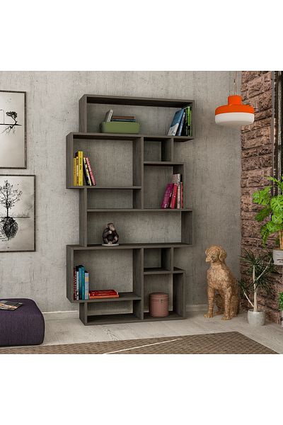 Mourah Home Mourah Home Karmato Modern Bookcase Display Unit Dark Coffee Oak