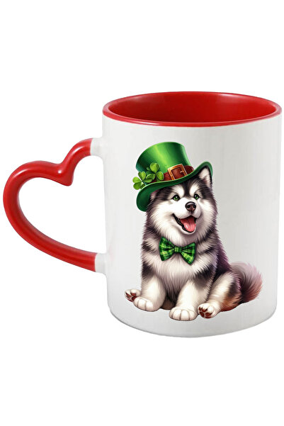 StoryGift Romania Cana cu un catel Husky cu palarie verde | ilustratie | bucu...