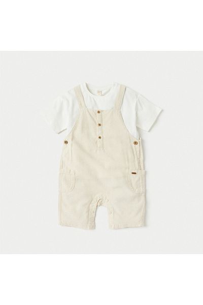 giggles Solid Short Sleeves T-shirt and Dungaree Set