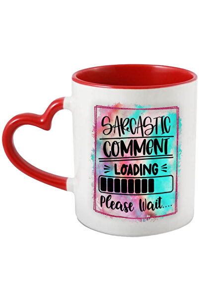 StoryGift Romania Cana Cu Mesajul "sarcastic Comment Loading, Please Wait...", Ilustratie, Amuzant, Cu Maner Inim Stg