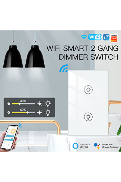MOES مفتاح تحكم ذكي متعدد الوظائف من Tuya، أبيض اللون، ثنائي الفتحات، يدعم تق...