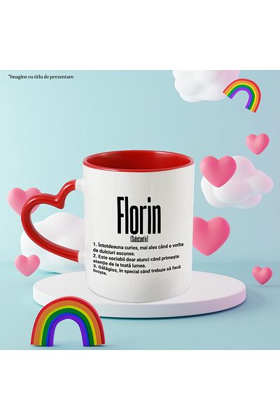 StoryGift Romania Mug With Name Florin, With Funny Message, Curious, Sociable, Noisy, 330ml, Wax, With ,STG