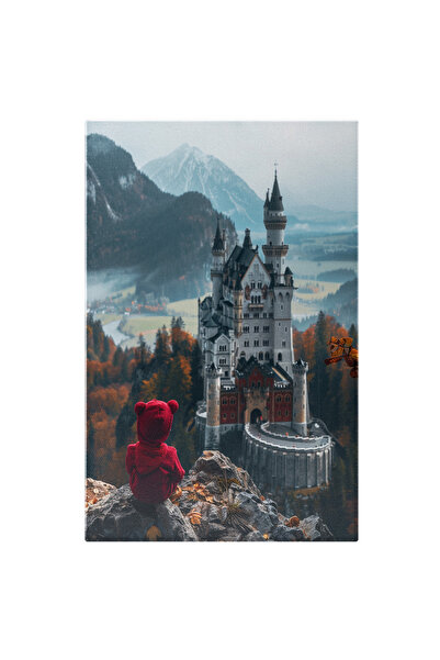 StoryGift Romania Tablou Canvas: Baietelul In Cosum Rosu De Ursulet Care Priv...