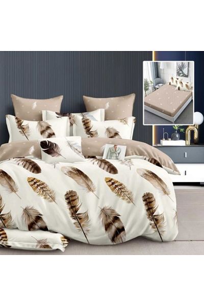 Pucioasa Double Bedding Set - Beige - Cotton–Polyester